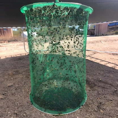Hanging Fly Trap with Expandable Chamber and Bait Packets for Outdoor Yards