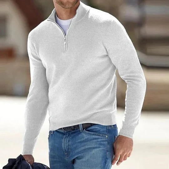 Men's Sweater with Full Front Zipper and Long Sleeves, Regular Fit