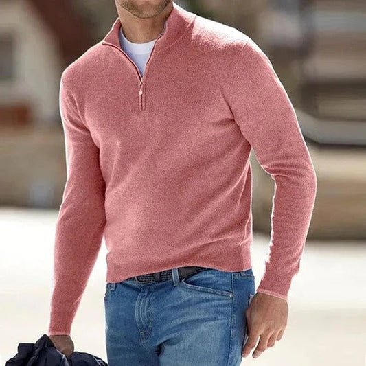 Men's Sweater with Full Front Zipper and Long Sleeves, Regular Fit