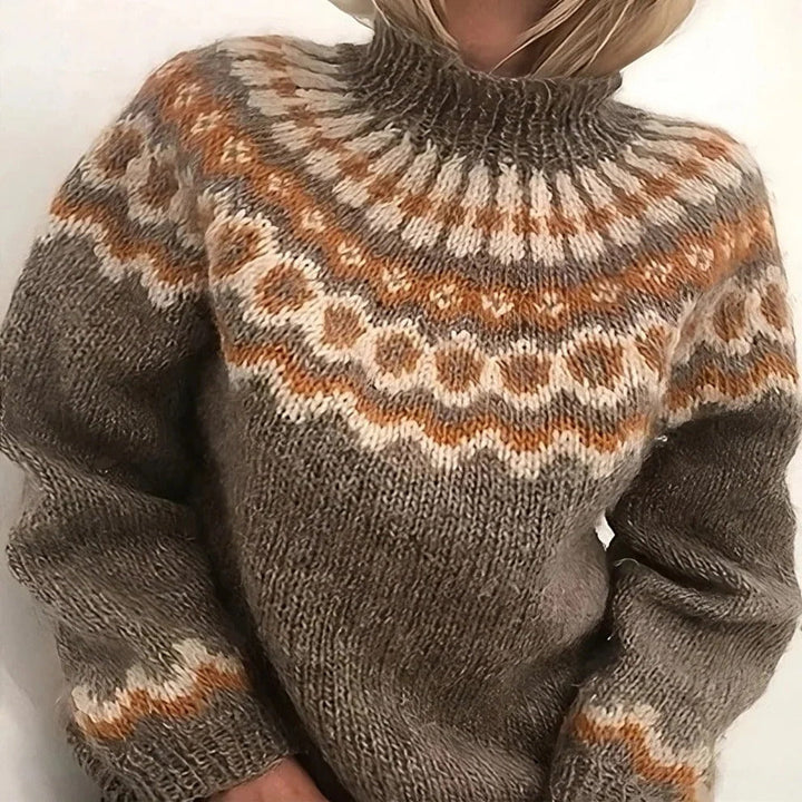 Icelandic Wool Turtleneck Sweater Traditional Hand-Knit Style For Winter Wear