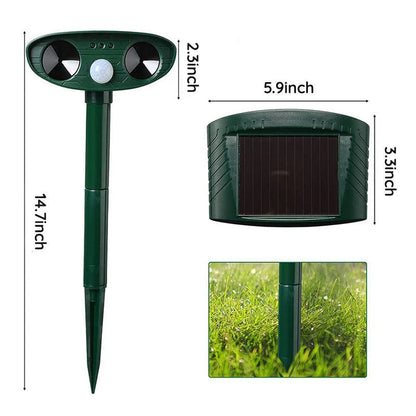 Motion Activated Solar Stake with 30ft Detection and Animal Deterrent Sound