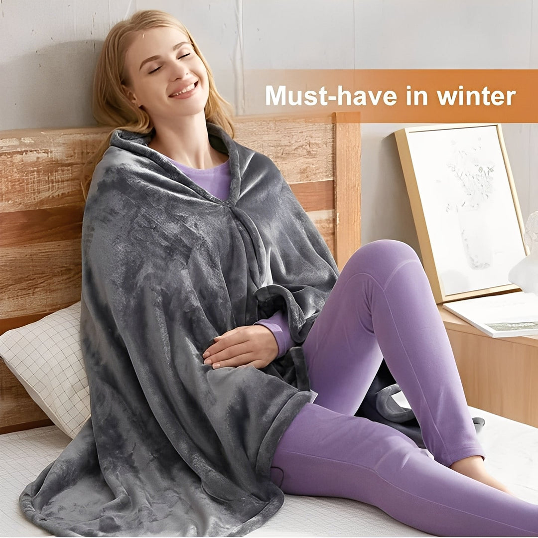 Heated Shawl with Carbon Fiber Wires and Adjustable Temperature, Machine Washable