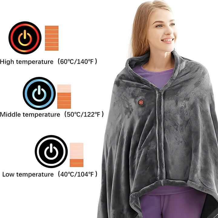 Heated Shawl with Carbon Fiber Wires and Adjustable Temperature, Machine Washable