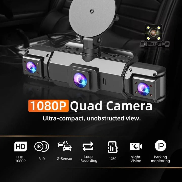 Four Camera Dash Cam with 1920P Front Recording and Night Vision