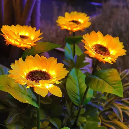 Solar Sunflower Garden Light with Automatic Sensor and Fabric Petals