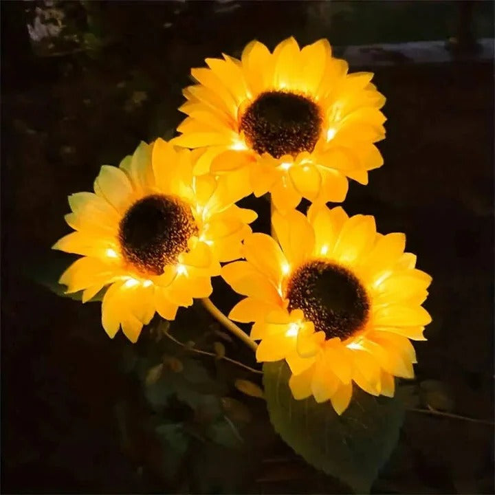 Solar Sunflower Garden Light with Automatic Sensor and Fabric Petals
