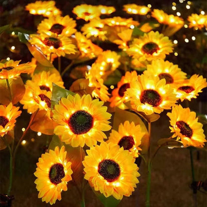 Solar Sunflower Garden Light with Automatic Sensor and Fabric Petals