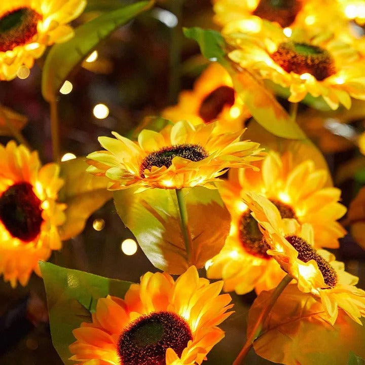 Solar Sunflower Garden Light with Automatic Sensor and Fabric Petals