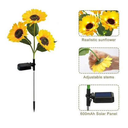 Solar Sunflower Garden Light with Automatic Sensor and Fabric Petals