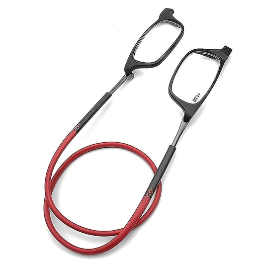 Neck Loop Reading Glasses with Magnetic Split Bridge and Anti-Slip Pads