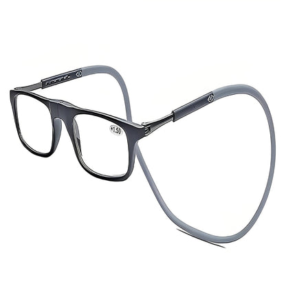 Neck Loop Reading Glasses with Magnetic Split Bridge and Anti-Slip Pads
