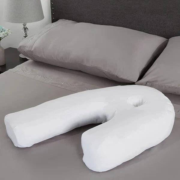 Side Sleeper Pillow with Ear Hole and Contoured Neck Design