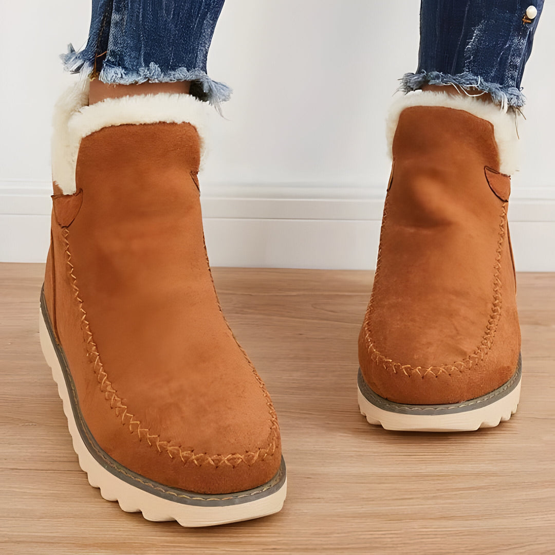 Ankle Boots Fur-Lined For Warmth With Easy Slip-On Design