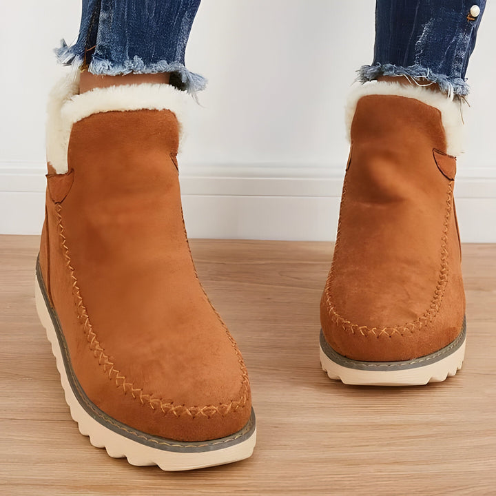 Ankle Boots Fur-Lined For Warmth With Easy Slip-On Design