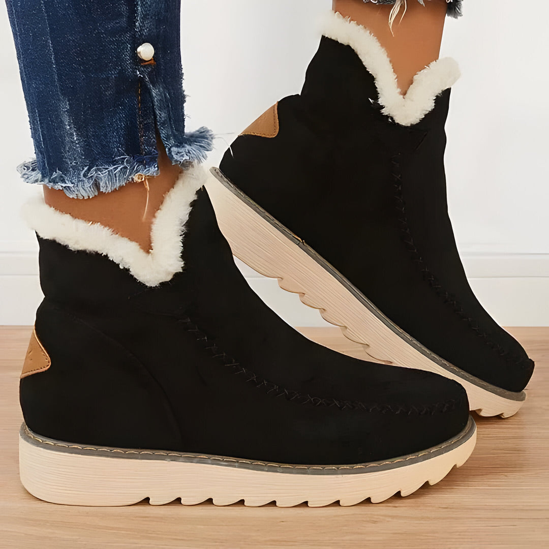 Ankle Boots Fur-Lined For Warmth With Easy Slip-On Design
