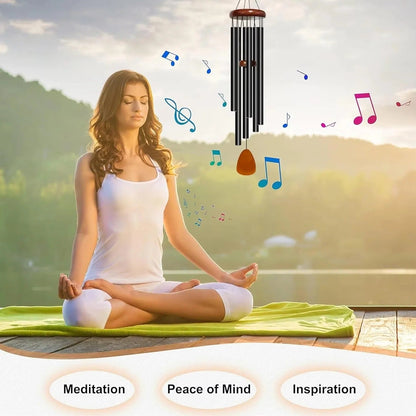 Aluminum Wind Chimes with Wooden Top and Weather-Resistant Tubes