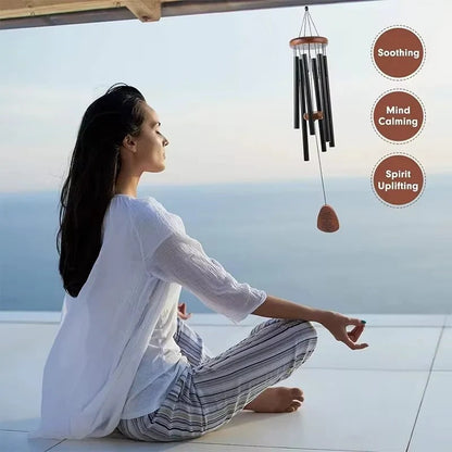 Aluminum Wind Chimes with Wooden Top and Weather-Resistant Tubes