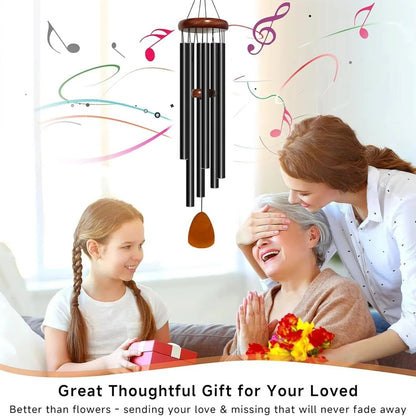 Aluminum Wind Chimes with Wooden Top and Weather-Resistant Tubes