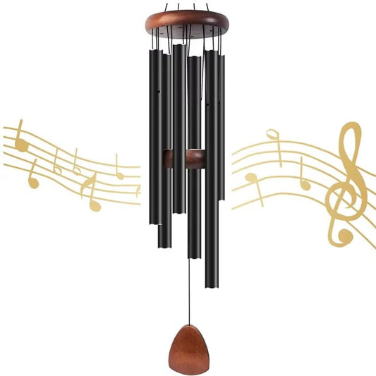 Aluminum Wind Chimes with Wooden Top and Weather-Resistant Tubes
