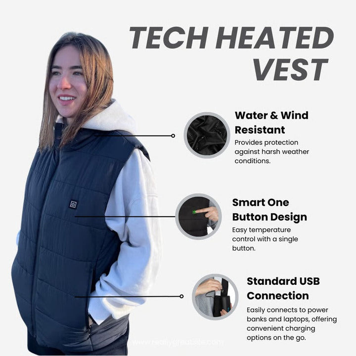 Heated Jacket With Breathable Mesh Lining And 3 Heat Levels