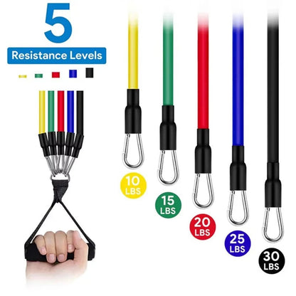 Stackable Resistance Bands with Foam Handles and Door Anchor, 11-Piece Set