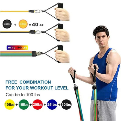 Stackable Resistance Bands with Foam Handles and Door Anchor, 11-Piece Set
