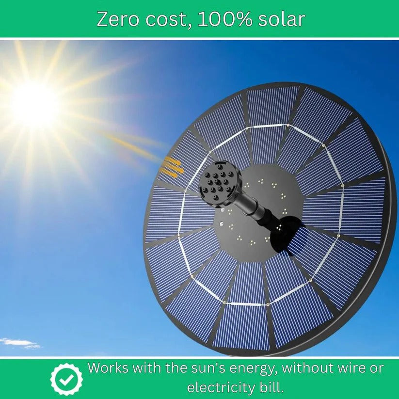 Floating Solar Water Fountain with Automatic Sun Activation and Oxygenation
