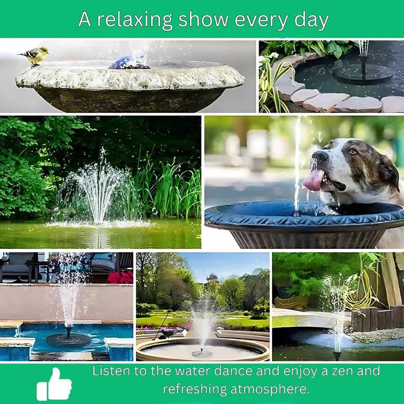 Floating Solar Water Fountain with Automatic Sun Activation and Oxygenation