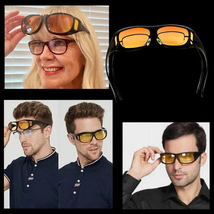 Night Driving Glasses with Polarized Orange Lens and Extended Side Coverage