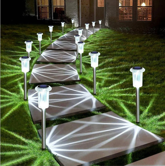 Solar Pathway Light with Snowflake Projection and Cool White LED, Pack of 10