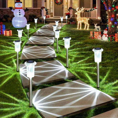 Solar Pathway Light with Snowflake Projection and Cool White LED, Pack of 10