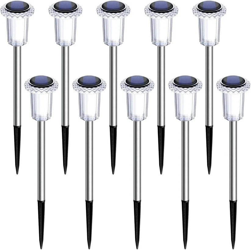 Solar Pathway Light with Snowflake Projection and Cool White LED, Pack of 10