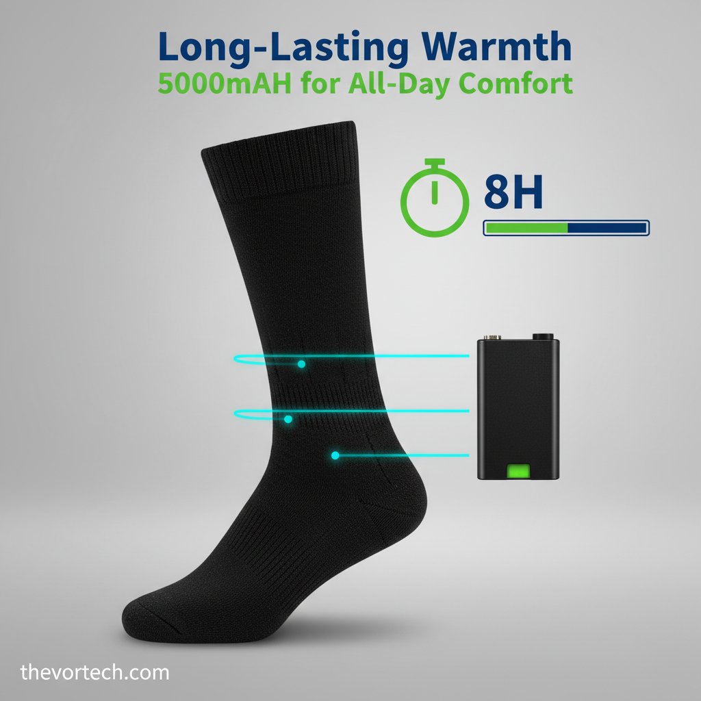 Heated Socks 5000mAh Rechargeable Battery, 8-Hour Warmth, Unisex US 5–14