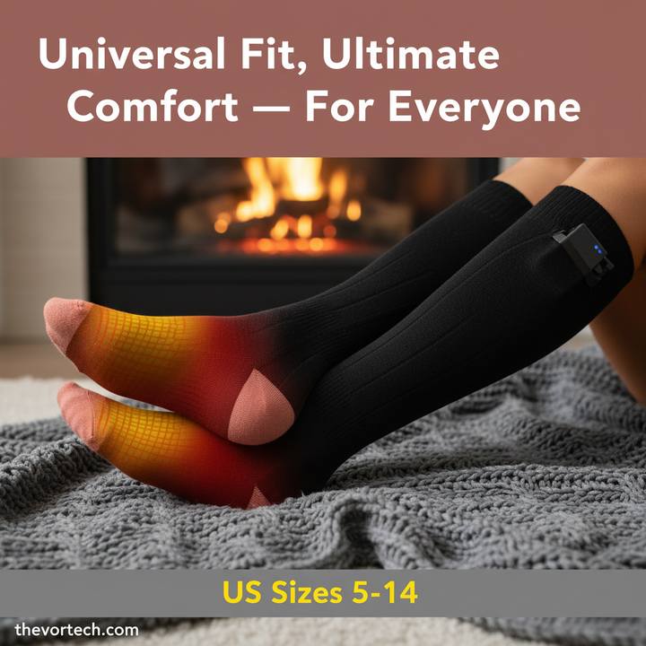 Heated Socks 5000mAh Rechargeable Battery, 8-Hour Warmth, Unisex US 5–14