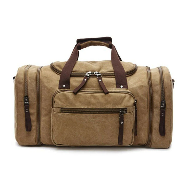 Canvas Travel Bag With Large Capacity, Multiple Compartments And Carry Straps