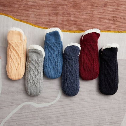 Fleece Thermal Socks with Silicone Grip and Calf Coverage for Indoor Wear