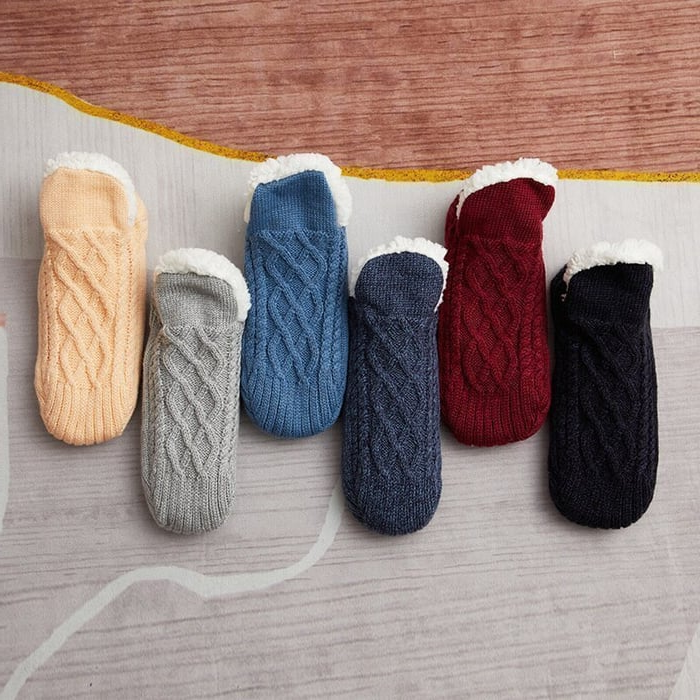Fleece Thermal Socks with Silicone Grip and Calf Coverage for Indoor Wear