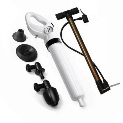 Compressed Air Drain Unblocker with Pump Trigger System and Multiple Drain Compatibility
