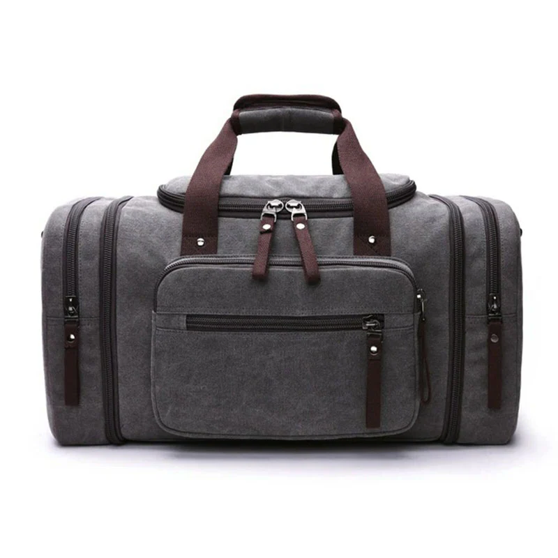 Canvas Travel Bag With Large Capacity, Multiple Compartments And Carry Straps
