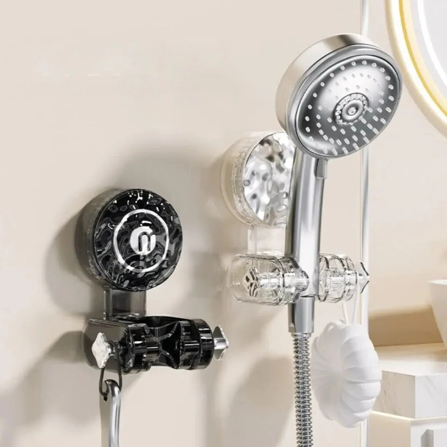 Suction Cup Shower Head Holder with 360-Degree Swivel and Accessory Hook