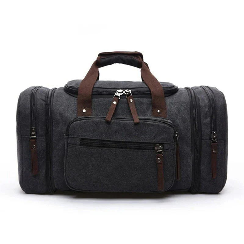 Canvas Travel Bag With Large Capacity, Multiple Compartments And Carry Straps