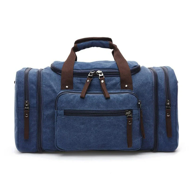 Canvas Travel Bag With Large Capacity, Multiple Compartments And Carry Straps
