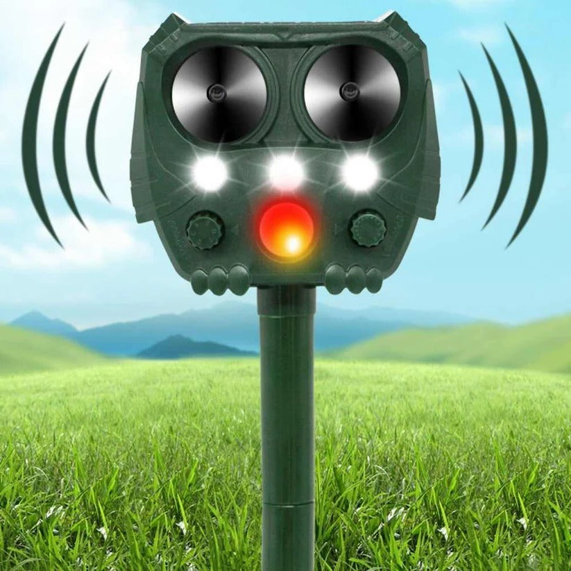 Solar Ultrasonic Animal Repellent with Motion Sensor and Light, 26 Ft Range