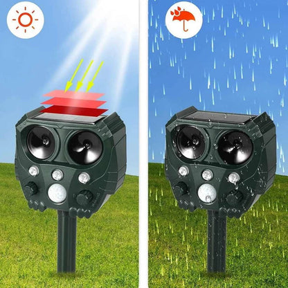 Solar Ultrasonic Animal Repellent with Motion Sensor and Light, 26 Ft Range