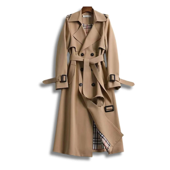 Trench Coat With Timeless Style, Double Breasted, Belted Waist