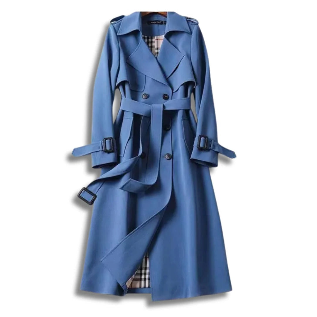 Trench Coat With Timeless Style, Double Breasted, Belted Waist
