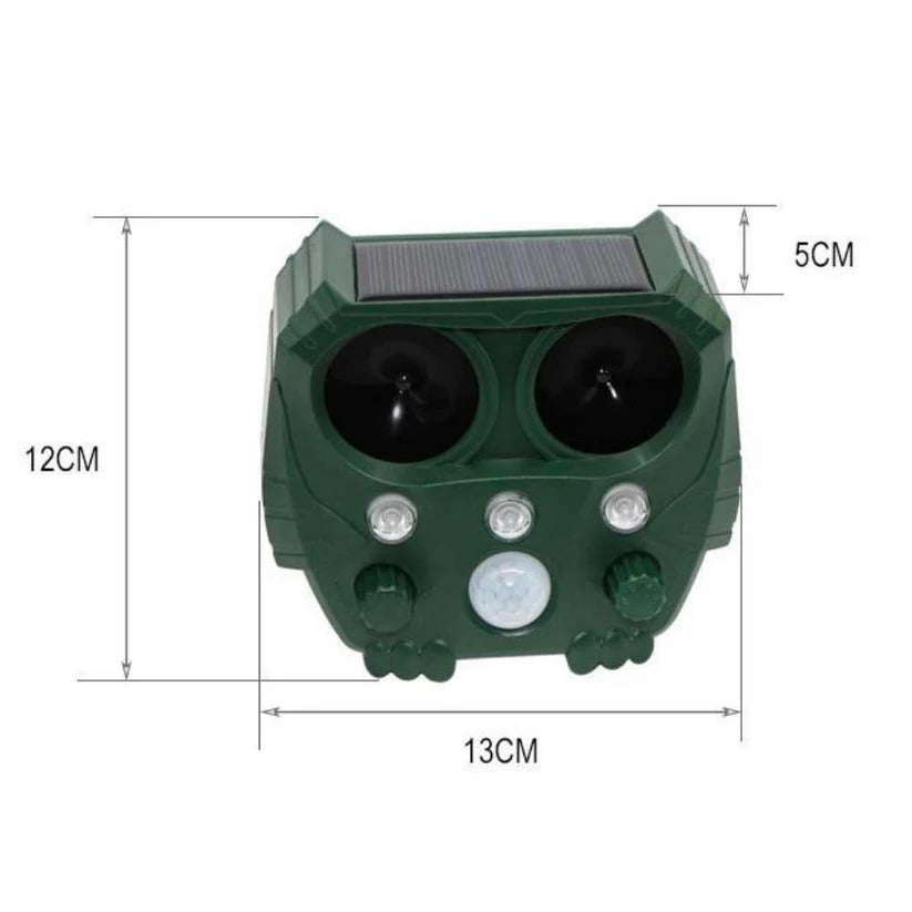 Solar Powered Animal Repellent with Motion Sensor and Ultrasonic Sound for Cats, Foxes, Squirrels, Rats and Dogs