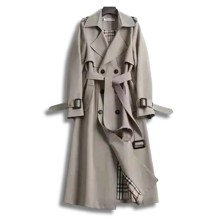 Trench Coat With Timeless Style, Double Breasted, Belted Waist