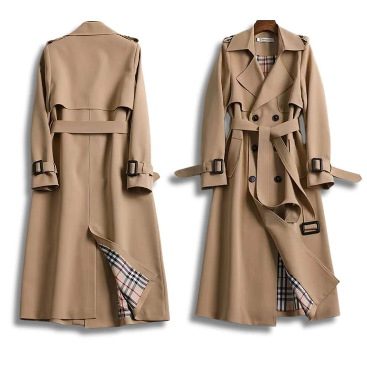 Trench Coat With Timeless Style, Double Breasted, Belted Waist