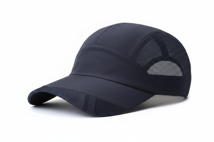 Air-Permeable Mesh Running Cap with Moisture-Wicking Fabric and Adjustable Strap